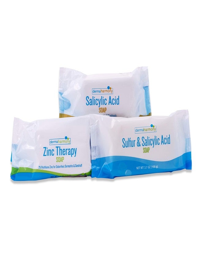 ديرماهارموني مجموعة ديرماهارموني كومبو - 3 قطع صابون (2% بيريثيون الزنك، كبريت/حمض الساليسيليك، 2% حمض الساليسيليك) - Image 1